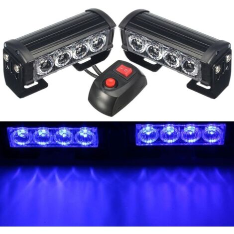 RGE Lumière stroboscopique, 2PCS Un à Deux LED Voyant d'avertissement stroboscopique d'urgence Voyant d'avertissement Flash d'urgence 12V General Motors Camion Remorque (Bleu)