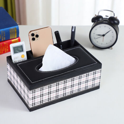 RGE Organisateur multifonctionnel en cuir PU britannique noir pour stylo, crayon, télécommande, mouchoir, maison et bureau, 1 pièce