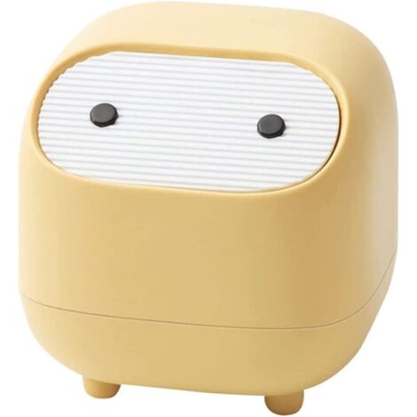 RGE Poubelle de bureau Poubelle de bureau Poubelle de chambre Poubelle de dessin animé animal Poubelle de bureau avec couvercle jaune 16,5  16,5  17 cm 1 pc