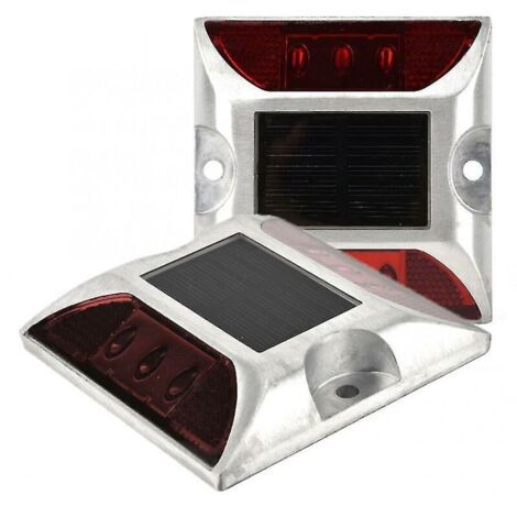 RGE Réverbère solaire à LED Feu de signalisation routière Feu de guidage au sol à goujon de route (2pcs rouge)