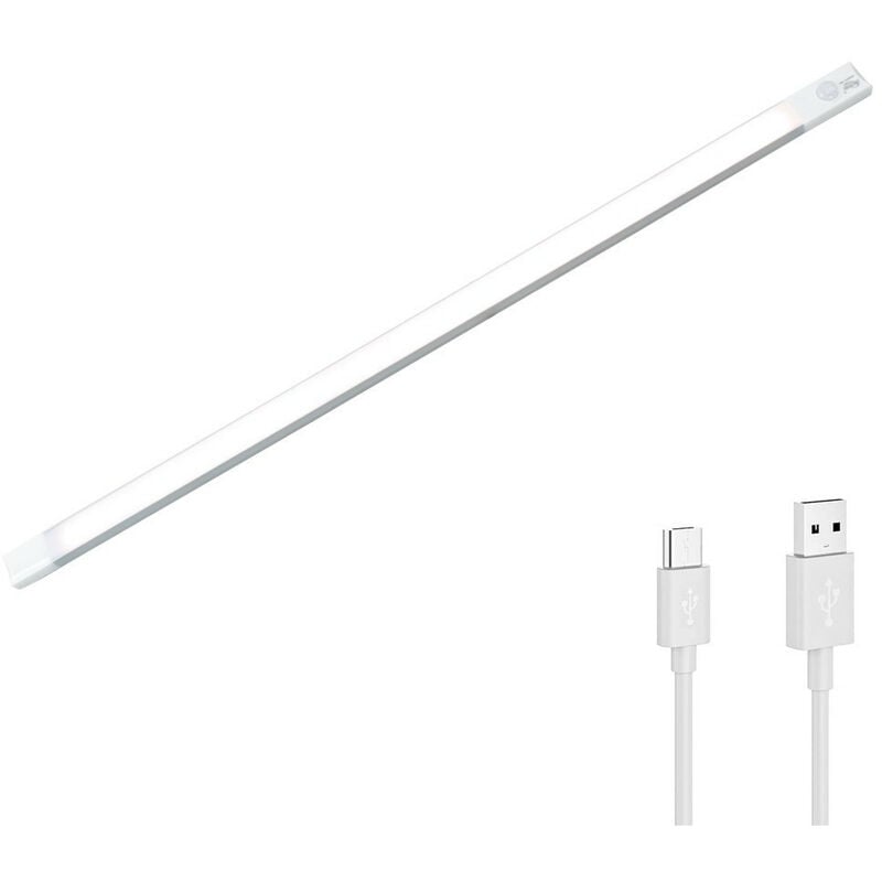 Réglette 28 led lumière naturelle armoire 38cm détecteur mouvement rechargeable