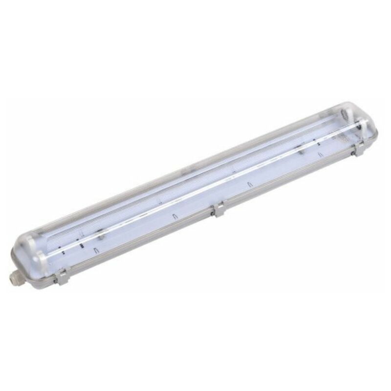 Réglette étanche double pour tubes led T8 120cm IP65 (boitier vide) Alu Silumen