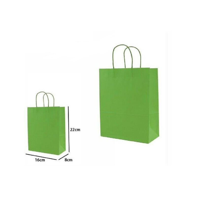 Trade Shop Traesio - Set 5 Pièces Sacs Cadeaux Sacs En Papier Vert 22x16x8cm 68453