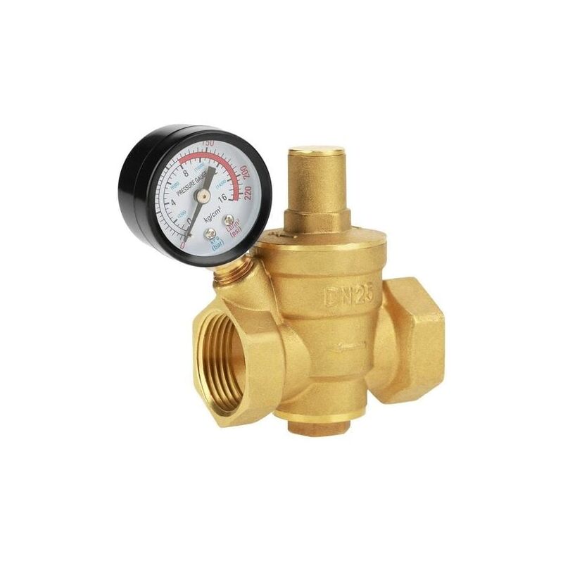 Mowze - Réducteur de pression en laiton , réducteur de régulateur de réduction de pression d'eau réglable + mètre de jauge