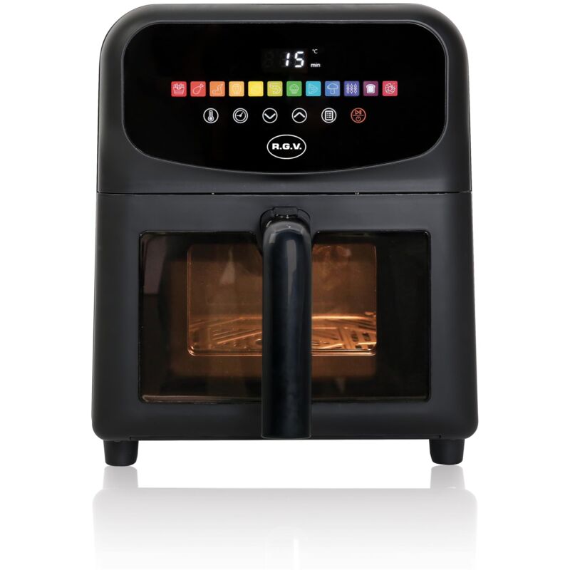 Image of Friggitrice ad aria con finestra, 6 lt, 12 funzioni, 80% Meno Olio, 1700W, 60-200°C, Display digitale touch screen, cestello con doppio vetro,