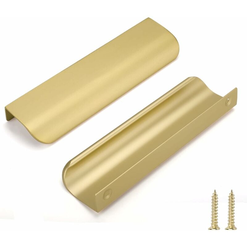 Image of 10 pezzi Maniglie per mobili in oro 128 mm Maniglie nascoste Maniglie per armadi da cucina Maniglie in alluminio curve per bagno - Rhafayre