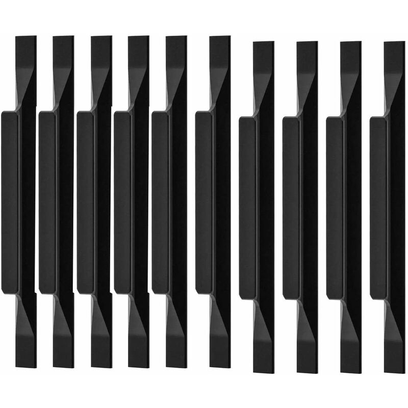 10pcs poignee de meuble noir poignée de porte noir Cuisine Armoire Porte Poignées Placard Tiroir Entraxe 192mm - Rhafayre