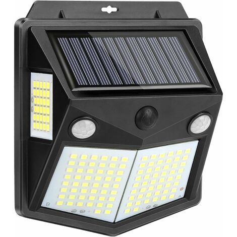 RHAFAYRE 160 luces LED solares de seguridad con sensor de movimiento para exteriores, 2 sensores, luces de pared con energía solar impermeables para exteriores para jardín, puerta delantera, patio, ce