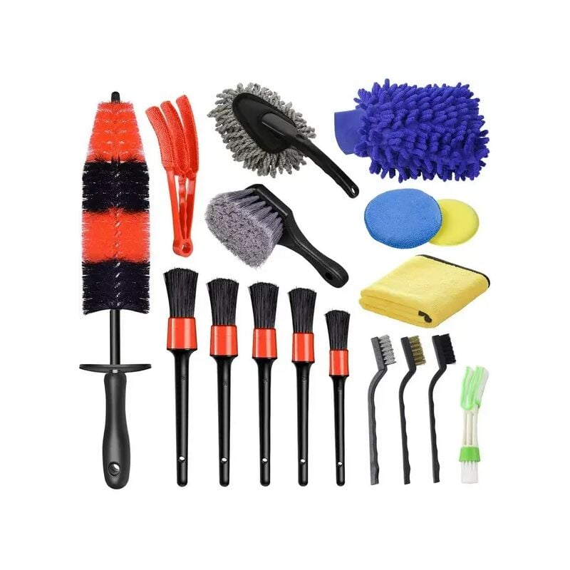 Rhafayre - 17pcs kit d'outils de nettoyage de lavage de voiture ensemble de détails de voiture, kit de lavage de voiture intérieur et extérieur