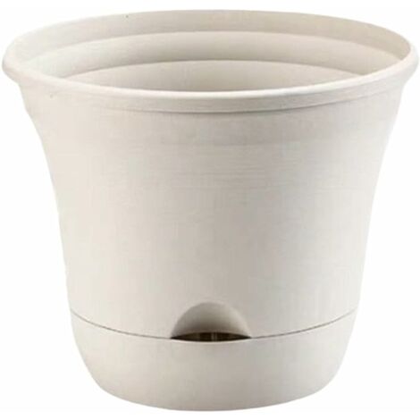 RHAFAYRE 4 vasi da fiori in plastica da 20 cm bianchi autoirriganti con sistema di irrigazione Vaso da fiori pigro adatto per giardino balcone interno ed esterno