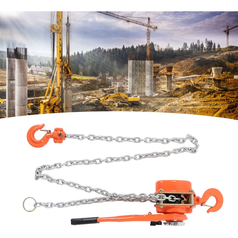 Lever Chain Hoist, 1.5T 3300LBS Load Capacity 2.5M Manual Ratchet Chain Puller Hoist for Transportation Construction - Groofoo
