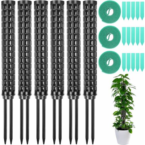 RHAFAYRE 6 pcs of 10 inch Sphagnum Moss Pole Stackable Moss Poles Stick Plant Support for Monstera Plant Climbing Plants (Green)