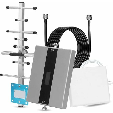 RHAFAYRE Amplificatore di Segnale per Telefono Cellulare, Amplificatore Tri-Band Tutti i Ripetitori LTE GSM 2G 3G 4G 800/900/2100 MHz, Guadagno Oltre 68 DB per Tutti i Provider di Rete