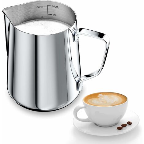 350 ml/12 once Brocca per latte in acciaio inox con coperchio tazza da caffè e teiera con coperchio per Latte Art 