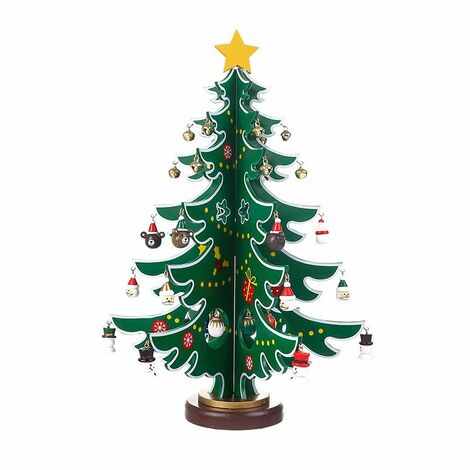 RHAFAYRE Calendrier de l'Avent, Mini Sapin de Noël en Bois pour Decorations Noel Table Cadeaux Enfants L Vert