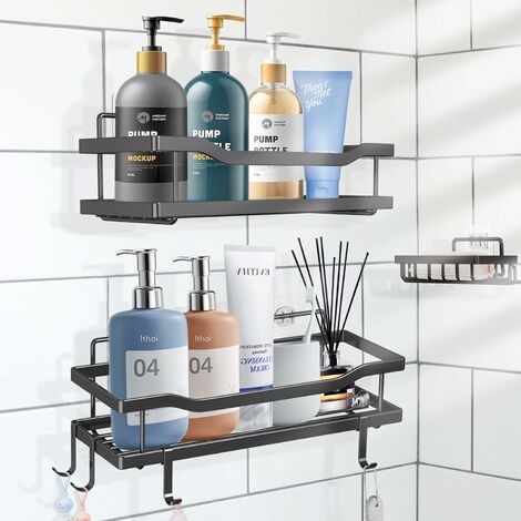 Estante de baño montado en la pared, estantería de estilo nórdico para  almacenamiento de cosméticos, cocina, multiusos, de madera maciza -  AliExpress