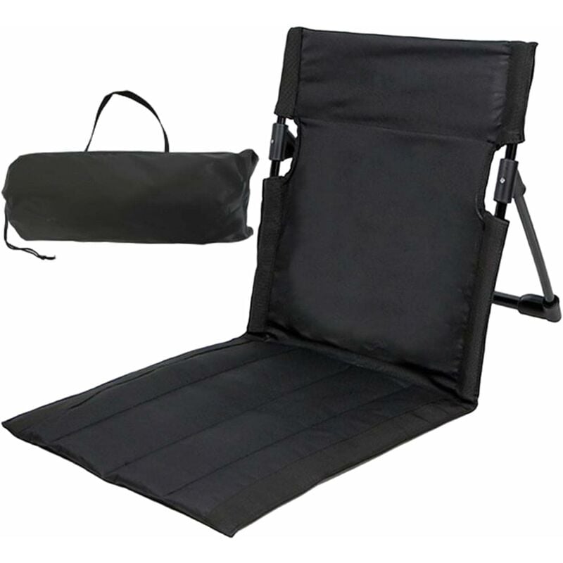 Coussin rembourré pour chaise de camping pliante d'extérieur léger (noir) - Rhafayre