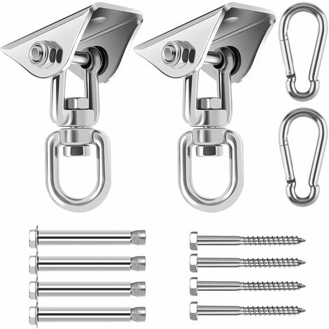 Heavy Duty Hanging Ceiling Hook (1 Piece) - 360° Rotatable Stainless Steel  Ceiling Hook with Screws - 400kg Load for Hammock, Swings and Punching Bag