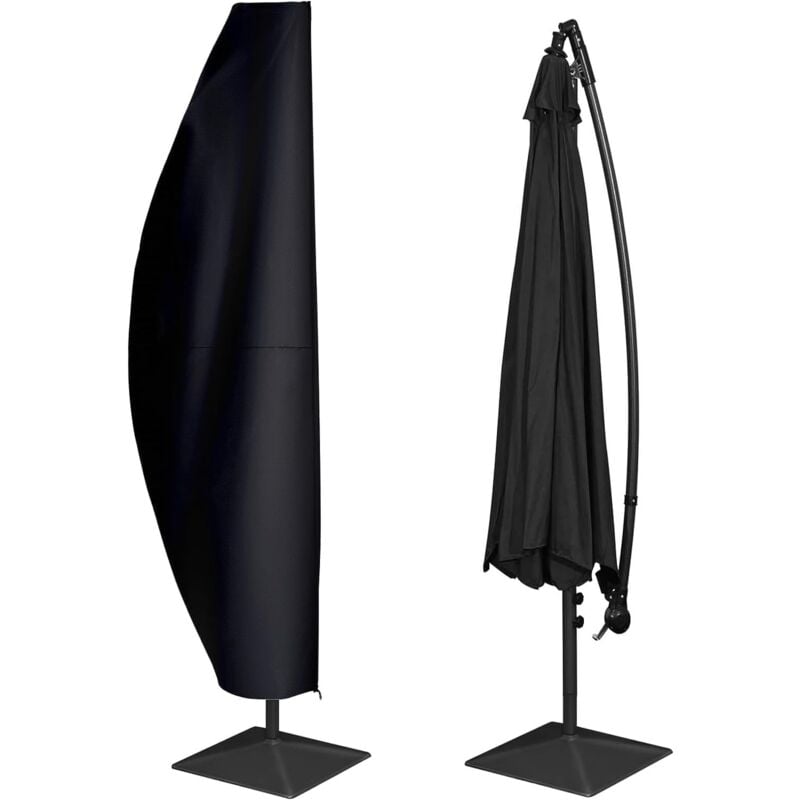 Housse de protection pour parasol déporté de 2 à 4 m - 250 cm - Résistant aux intempéries, au vent et à la neige - 205 x 25/57/48 cm - Noir - Rhafayre