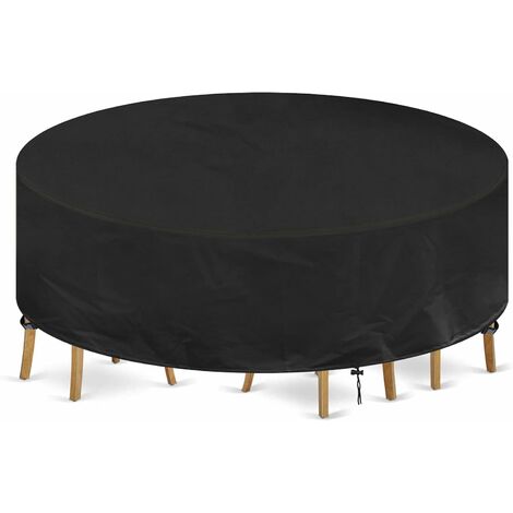 RHAFAYRE Housse Table de Jardin Ronde Housse Protection Table Jardin Imperméable Anti-UV 420D Oxford Tissu Extérieure Bâche pour Meubles Jardin (Ø230x100cm)