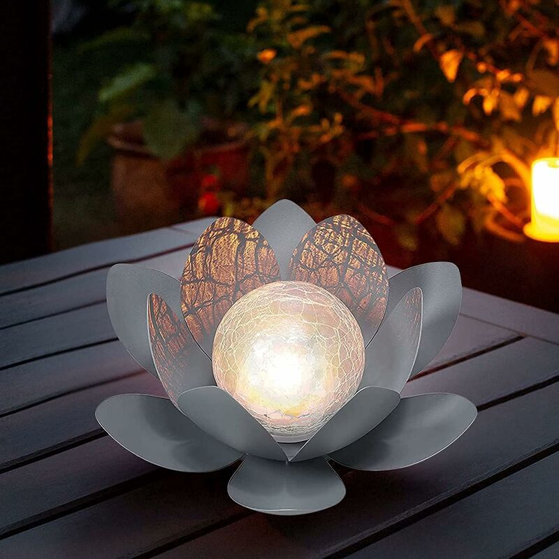 Image of Lampada solare a forma di fiore di loto - Lampada a led ricaricabile ad energia solare - Lampada ecologica da giardino per laghetto da giardino
