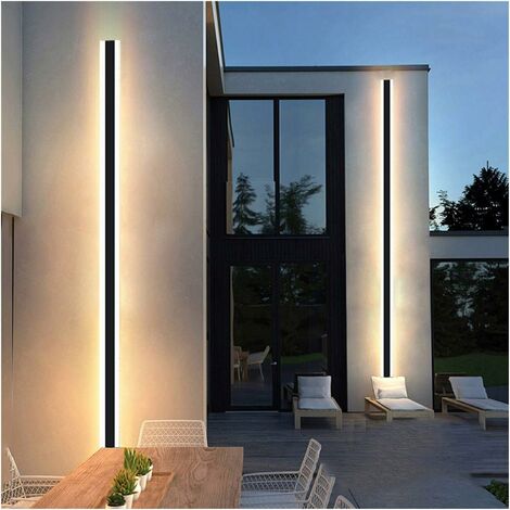 Lámpara de pared para interiores y exteriores, lámpara de pared LED de tira larga moderna, luz de pared de aluminio, aplique para porche de jardín, aplique de 110V 220V, luminaria blanca cálida