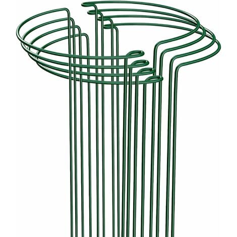 RHAFAYRE Lot de 8 Tuteur pour Plante 25cm x 40cm, Aidez Vos Plantes à Pousser, Supports de Jardin en Métal, Anneau de Support de Plantes de Jardin Vert pour Pivoines Hortensias Roses Sédum Légumes Tom