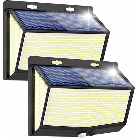 RHAFAYRE Luces solares para exteriores, ultrabrillantes, 468 luces LED de seguridad solar con sensor de movimiento, 3 modos de iluminación, impermeables, inalámbricas, con energía solar, luces de pare