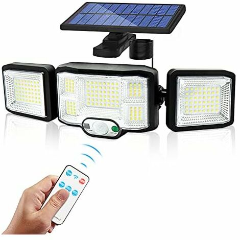 Luz solar ultra potente al aire libre impermeable Ip65, foco solar de 5 led  con panel solar ajustable luz de seguridad inalámbrica de iluminación  exterior para Gar