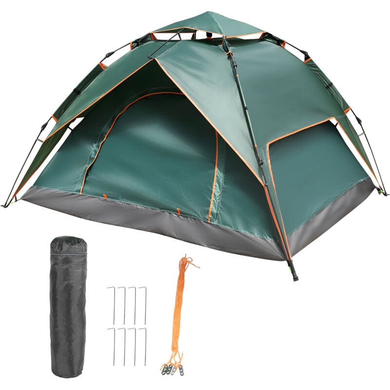 Tente Pop Up Imperméable à Double Pont pour la Randonnée, Tente Automatique Portable pour le Camping 4 Personnes - Groofoo
