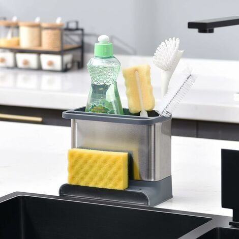 RHAFAYRE Organizador de fregadero expandible para soporte de esponja de  cocina con soporte para toallas de
