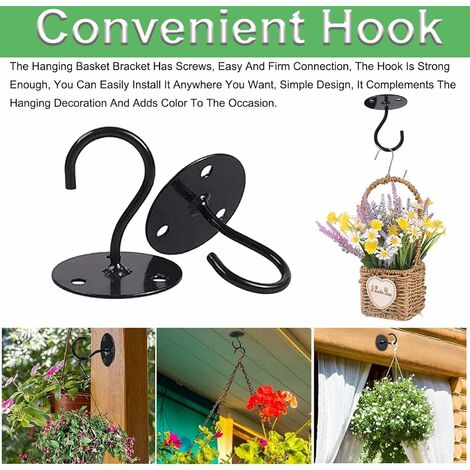  3 Pack Plant Pulley Hanger, Retractable Plant Hook Pulley,  Adjustable Heavy Duty Plant Hanging Pulleys for Garden Baskets & Bird  Feeder with 3 PCS Gold Metal Ceiling Plant Hooks (Black 