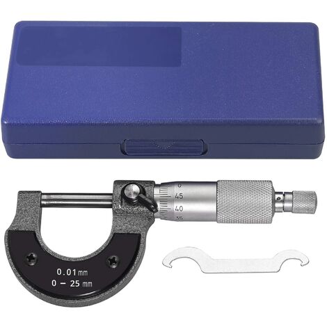 RHAFAYRE Präzises Außenmikrometer Messschieber Außendurchmesser Messwerkzeug 0–25 mm Mikrometer 0,01 mm Graduierung für Autoreparatur und Automobil