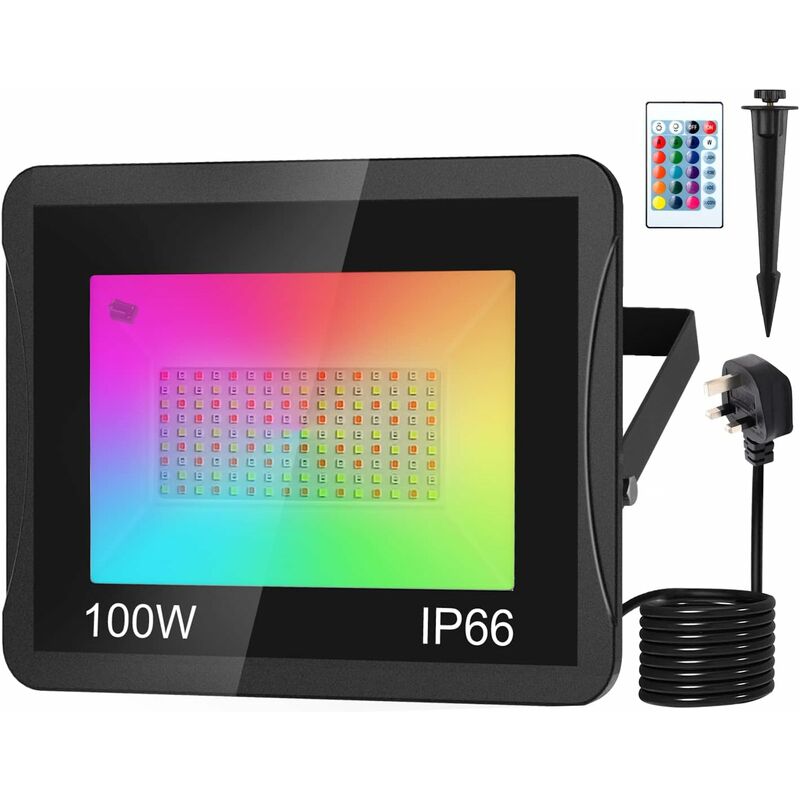 Image of Proiettori che cambiano colore rgb da 30 w, Proiettore a led Luce di sicurezza esterna con telecomando IP66 Impermeabile - Rhafayre