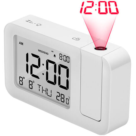 Reloj Despertador Digital Alarma Lcd Proyector Hora En Techo