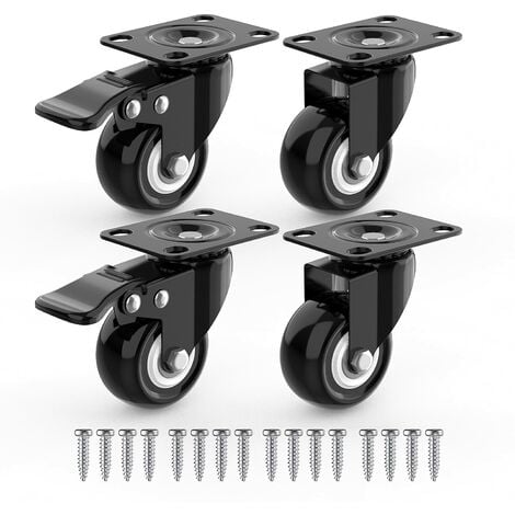 Ruedas resistentes de 8 - Juego de 4 ruedas giratorias de poliuretano -  Ruedas para carro, ruedas para muebles y carros con ruedas - Capacidad:  5000
