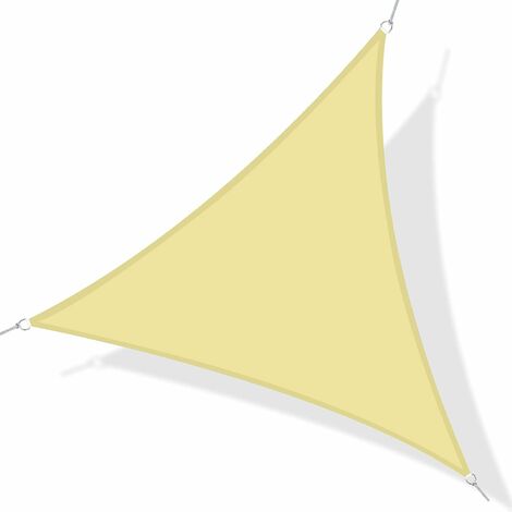RHAFAYRE Voile d'ombrage Triangulaire Grande Taille 4 x 4 x 4 m Polyester imperméabilisé Haute densité 160 g/m² Sable