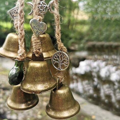 RHAFAYRE Witches Bells, Door Protection Charm, Boho Wind Chimes Hanging Ornaments for Porch, Garden, Window (48mm 6 Bells)