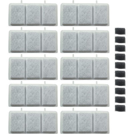 RHG 10 PCS Filtre Fontaine Eau Chat, Filtres de Fontaine à Eau Remplacement, avec Système de Triple Filtration avec Résine et Charbon Actif