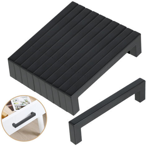 RHG 10 Pcs Poignées Meuble Acier Inoxydable Noir 128mm, Poignée Cuisine Inox, Bouton Tiroir Modern pour Cuisine Salle de Bain Armoire Placard