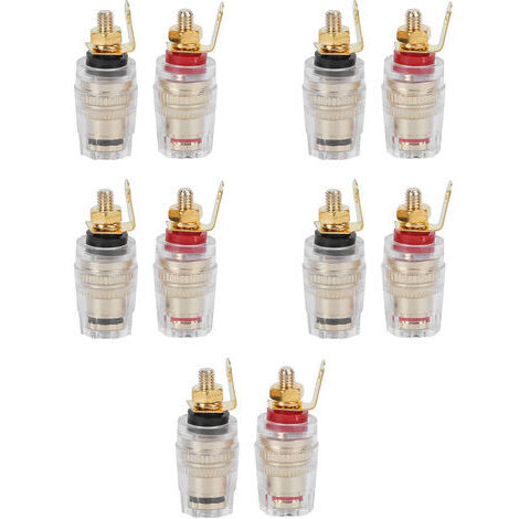 RHG 10 pièces plaqué or prise banane prise connecteur borne de liaison pour amplificateur haut-parleur borne prise connecteur et câble audio vidéo bouchons et adaptateur, Terminaux