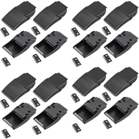 RHG 16 Pièces Loquet à Bascule, Fermeture à Levier Fer Fermoir de Tension Fermeture de Boîte Capuchon de Verrouillage pour Boîte à Outils  pour Boîte,Cas Sans Serrure, Noir