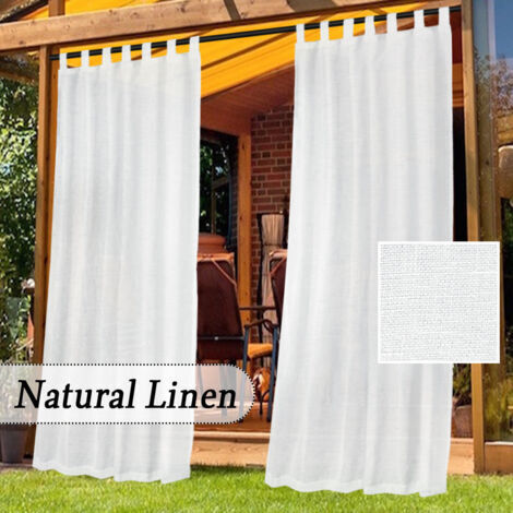RHG 2 Panneau Easy-Going Rideaux d'extérieur imperméables et Coupe,Vent d'aspect Lin,Rideaux Doux et épais pour terrasse, tonnelle, 132 x 213 cm, Beige