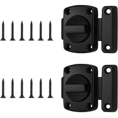 RHG 2 Pièces Verrou Loquet Porte Interieure,Durable Petit Loquet Porte Noir,Alliage de Zinc Verrou Porte Chambre Avec Vis,Tournant Petit Verrou de Porte de Sécurité,pour Applicable à Diverses Portes