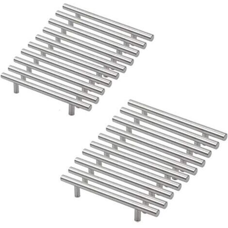 RHG 20 Poignées de Cuisine Argent, Poignées D'armoire Creuses Brossées, Poignées de Porte en Acier Inoxydable, avec Vis, Distance de Perçage 128mm, pour Armoire Tiroir Armoire Porte D'armoire