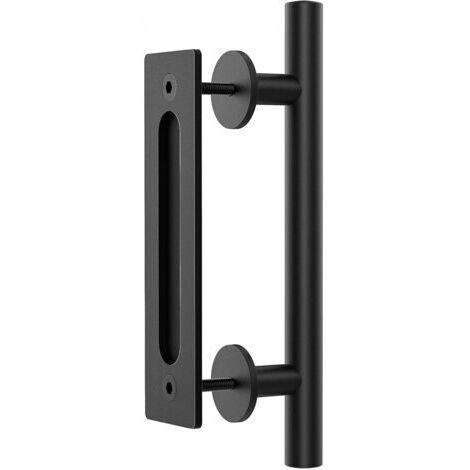 RHG 30CM Poignée de Porte Coulissante, Noires Avec Poignée de Porte Coulissante, Convient pour Portails, Garages, Armoires