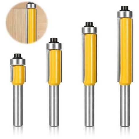 RHG 4 Pcs 8mm Tige Fraise a Copier, Fraise Defonceuse avec Roulement Supérieur, Fraisage de Menuiserie, Per Menuiserie Bricolage de Coupe Garniture Affleurante