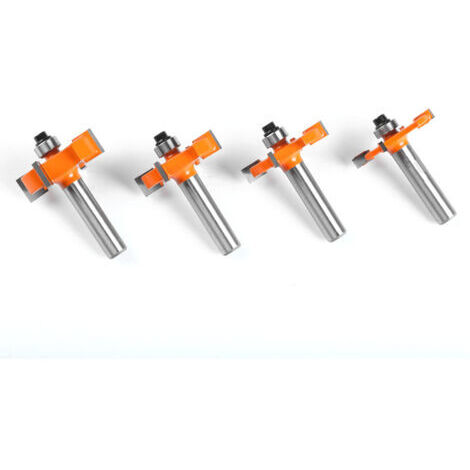 RHG 4pcs 8mm 4-Lame Fraise à Bois T-Forme Fraise de Rainure Set Coupe Outil de Travail du Bois Orange Lame Hauteur:4mm,6mm, 8mm, 10mm