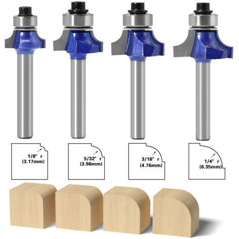 RHG 4PCS Fraise à Arrondir à Bois Carbure Routeur Fraise à arrondir Carbure Queue 6mm Fraises Rondes Routeur Bits Bois Outils Carpenter