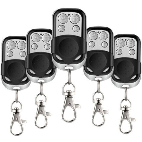 RHG 5 Pcs Telecommande Universelle Portail, 433,92 MHz Télécommande Garage sans Fil à 4 Boutons avec Couvercle Coulissant Porte Clés pour Porte Garage Électrique